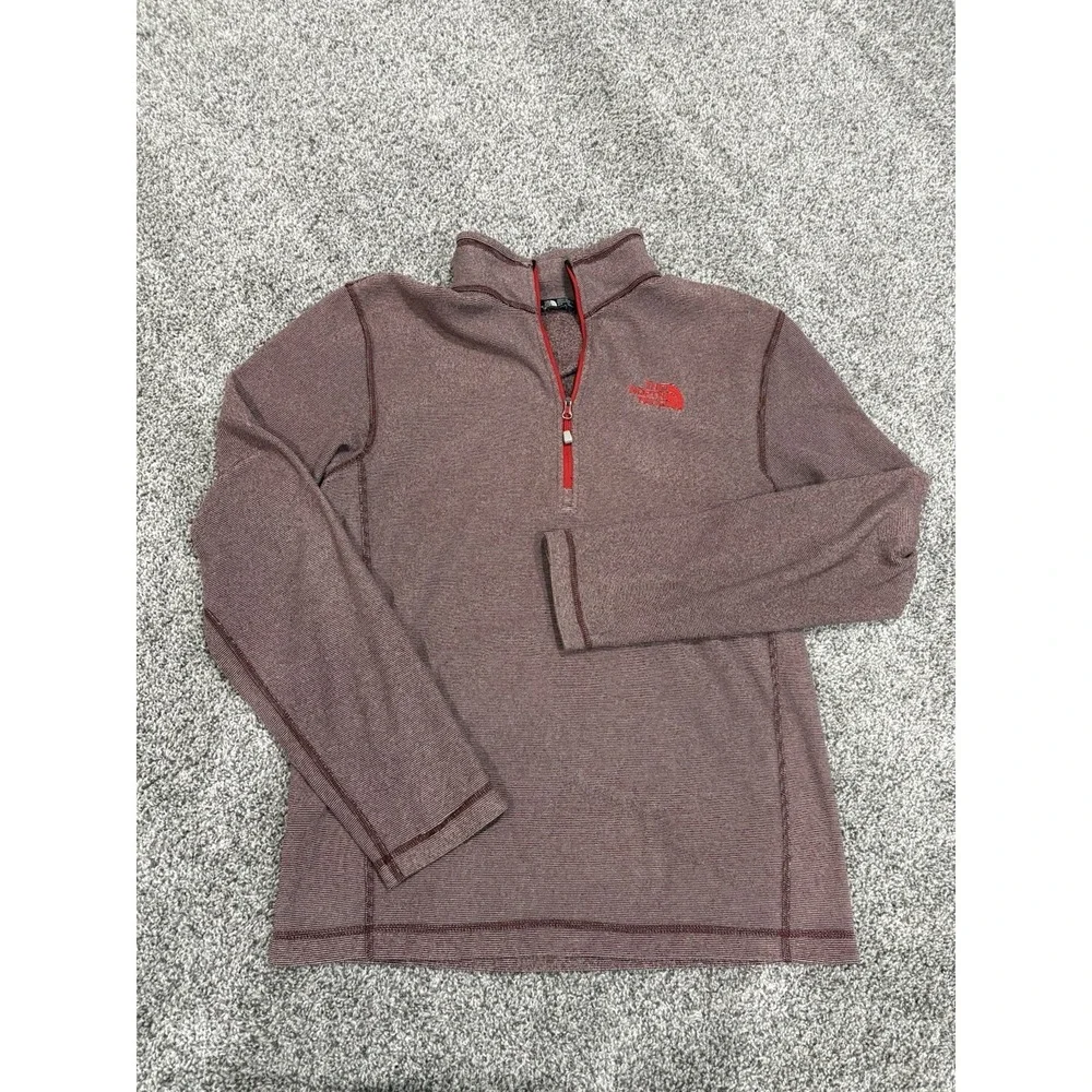 The North Face Glacier 1/4 Quarter Zip Pullover Base Layer Red Microfleece Small